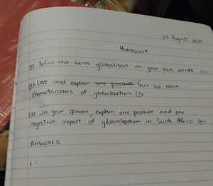 Define the term globalisation in your own words.List and expla... | Filo