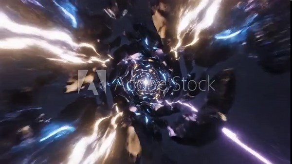 Vortex of cosmic energy A visual odyssey through space-time, with streaks of vibrant light, an ethereal display of cosmic wonder