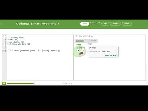 Creating a table and inserting data | Computer Programming | Khan Academy