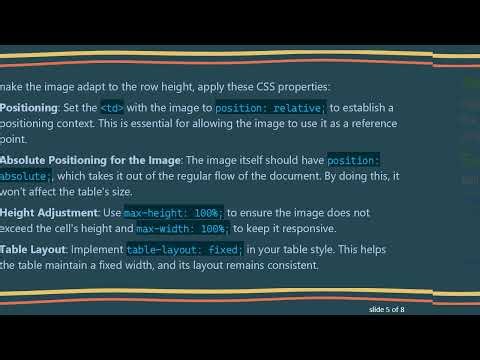 How to Make Your Image Size Adapt to Row Height in an HTML Table