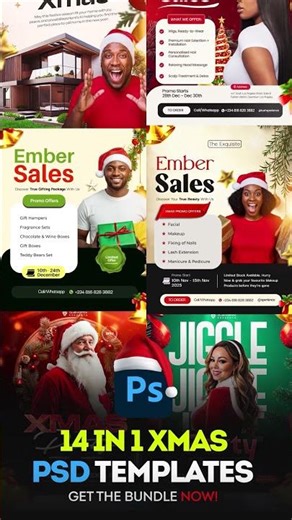 14 IN 1 Editable Xmas PSD Template Bundle | Don't Miss Out on the BEST Photoshop Template