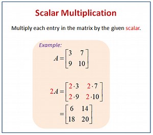 Scalar Multiplication of Matrices (examples, solutions, videos, worksheets, activities)