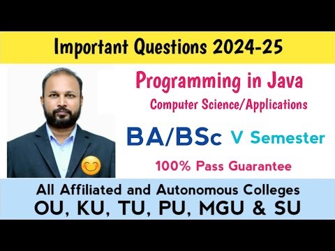 Programming in Java Important Questions 2024 BA BSc V Semester 5th Sem Computer Science Imp OU KU