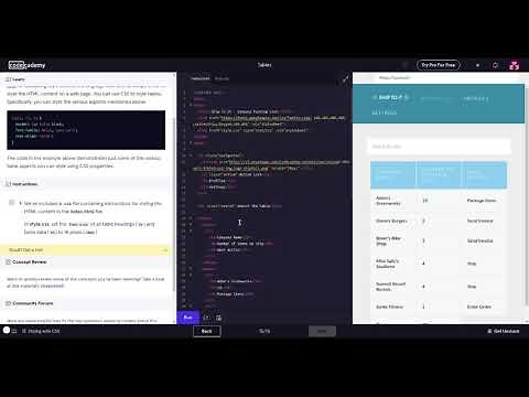 Learn HTML with Codecademy HTML Tables (Styling with CSS)