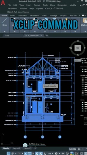 Autocad tips &tricks💥 | 'XCLIP' COMMAND | #shortsfeed #autocad #autocadtips #autocadcommands