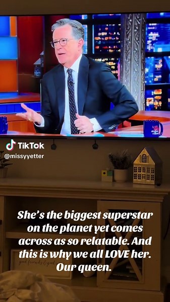 ✨ Taylor Swift just does it all. She’s soft and relatable one minute, making you feel like she’s lived the exact same moments you have… and then the next minute she’s onstage being an absolute force of nature. That’s the magic of her. She’s someone we see ourselves in, yet someone we could never replicate. Authentic, brilliant, powerful, and in a league entirely her own. #stephencolbert #taylorswift #swifties #love #tay