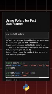 Using Polar for Fast Dataframes . . . . @pythonclcoding000 #PythonProjects #Pythonista #PythonCommunity #PythonCode #PythonDeveloper | Python Coding