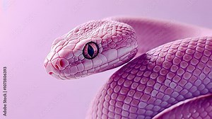 Beautiful pink python moves gracefully against a matching pink background, showcasing its vibrant scales and smooth texture in a captivating display of nature's elegance