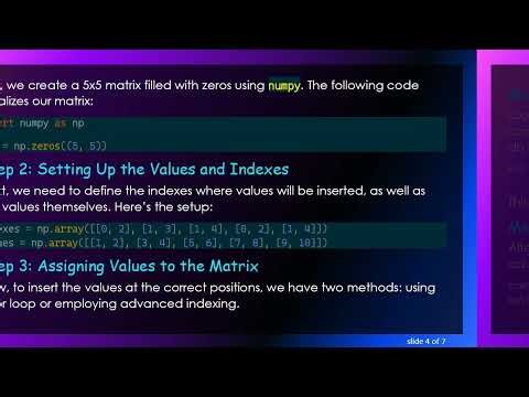 How to Create a Numpy Matrix with Values at Specific Indexes
