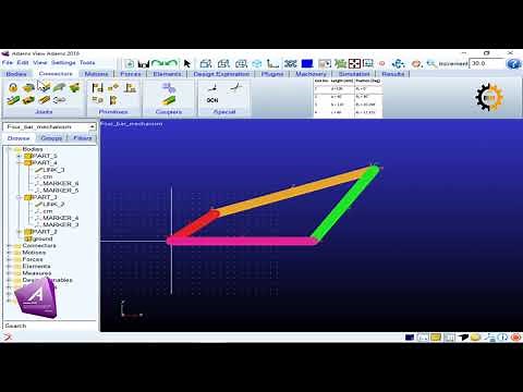 ADAMS tutorials Beginner | 7. How to draw Four Bar Mechanism using ADAMS view?
