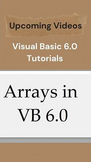 VB Chapter # 07 Arrays in Visual Basic 6.0 (VB)