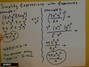 Simplifying Expressions with Exponents (examples, solutions, videos, worksheets, activities)