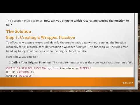 How to Identify Oracle Function Failure and Handle Error in SQL