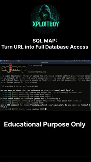 Xploit Boy on Instagram: "💻 SQLMap – Turn Any URL into Full Database Access! 🔥 Hackers use SQLMap to automate SQL Injection and pull out the entire database from a vulnerable URL! Want to become a pro in Bug Bounty? Start with mastering tools like SQLMap. 💻💥 🎯 Learn daily with @xploitboy – Cybersecurity that matters! 📌 Follow for daily ethical hacking shorts & tools walkthroughs! 🔐 For Educational Purposes Only . . . #xploitboy #fypシ❤️ #viral #hack #fyp #fypシ❤️💞❤️"