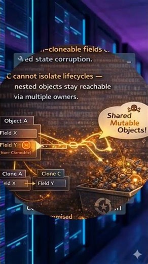 4/60 🔥 Non-Clonable Fields Cause Silent Failures in #Java🧠 #JVM #Concurrency Trap 📘 download PDF ↓