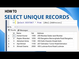 31 Select unique records from a table in sql server