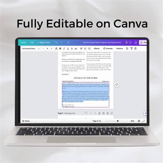 Catholic Wedding Program With Mass Responses – Explains Nuptial Mass, Editable Canva, Order of Service, Minimalist Printable - Etsy