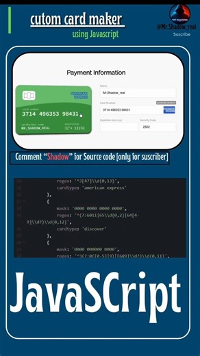 i made my own card using javascript | U must try #coding #uidesignlearning #webdesign