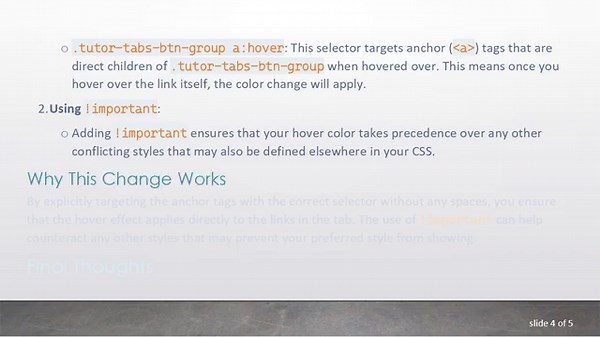 How to Change Link Color on Hover in a Tab with CSS