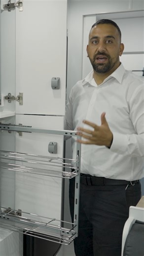 Two slide-out pantries? These are a major bonus feature of the On The Move Caravans ExplorXX 19’6 Rear Door Pantry van. 👍if you love this feature! #caravan #caravankitchen #pantry #caravanhq #onthemove | CaravanHQ