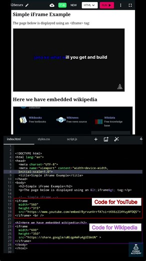 iframe tag in html #html #webdevelopment #shortsfeed | Code Alchemy