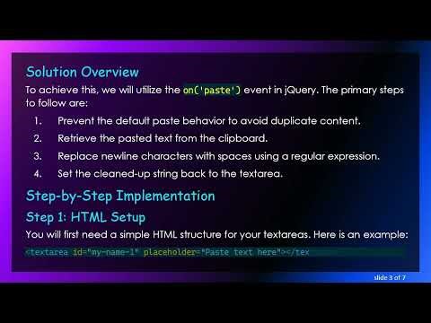 How to Strip Newline Characters on Paste in Textareas with jQuery