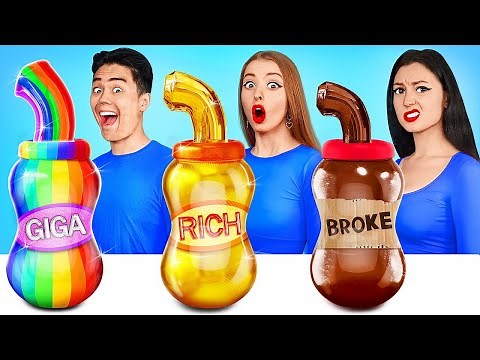 Rich vs Poor vs Giga Rich Food Challenge | Cooking Game with Cake Decorating by Turbo Team