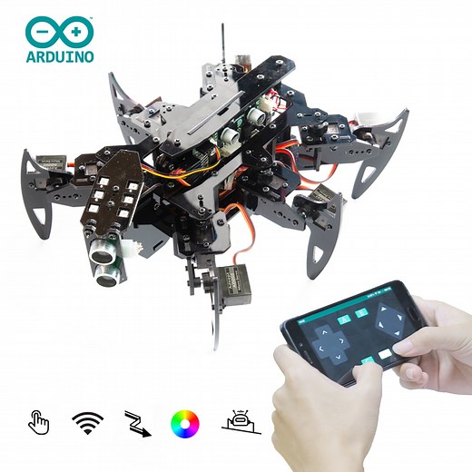 Adeept Ultimate Hexapod Spider Robot Kit, Metal Body, Arduino Programming, WiFi/IR Remote Control with OLED Display, Python/APP, STEM Education