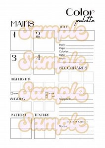 Color Palette Planner or Documenter for Coloring, Colorists, and Coloring Books - Etsy