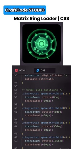 Matrix Ring Loader | CSS | CraftCode STUDIO #coding #craftcodestudio #css #webdevelopnent