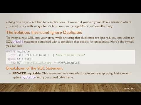 How to Insert URLs into a Postgres Array While Ignoring Duplicates