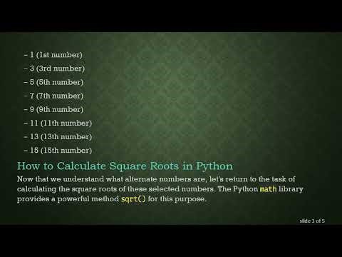 Understanding Alternate Numbers and Their Square Roots in Python