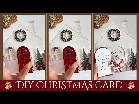 “DIY Christmas House Card 🎄✨ | Magical Pop-Up Christmas Surprise Card That Opens Like a Real Door!