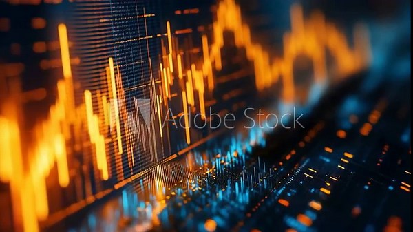 Financial data visualization: The image showcases vibrant, dynamic data representations, illustrating financial trends and market insights with a focus on data analysis.