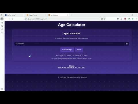 Create Age Calculator Tool Using HTML, CSS & JavaScript | S B Tech