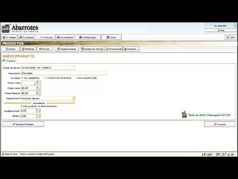 PUNTO DE VENTA ABARROTES configuracion de productos