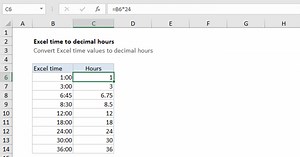 Convert Excel time to decimal hours