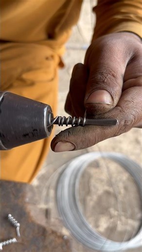 Simple Spring Making on Drill Machine | Handmade Steel Wire Spring #diy #shorts