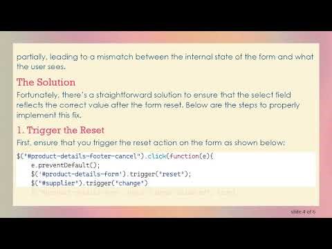 Updating Select Fields After Form Reset in jQuery