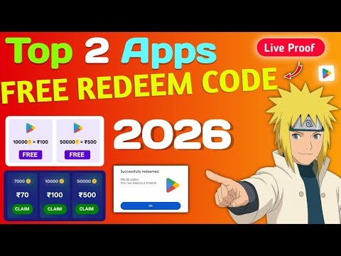 FREE REDEEM CODE | Top 2 Apps | GOOGLE PLAY REDEEM CODE APP | REDEEM CODE APP 2026