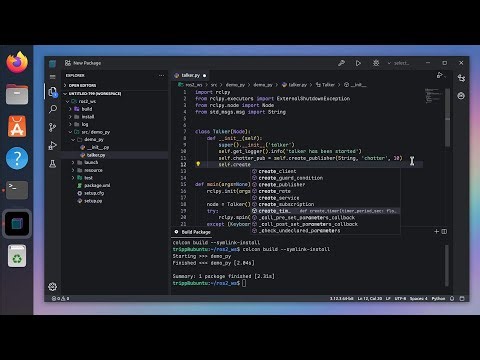 Create and debug ROS2 node with Rovium IDE