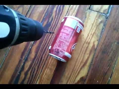 how to crush a can of dr. pepper with slats of wood