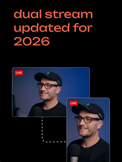 How to Dual Stream Vertical and Horizontal Video | Restream Studio Tutorial (2026) Dual stream vertical and horizontal video at the same time using Restream Studio. This update gives you automatic vertical and horizontal previews, no orientation setup, and layouts that adjust in real time. Just add your channels, choose which platforms get each format, and go live. Multistream to YouTube, TikTok, Facebook, LinkedIn, and more with the right format for each platform. Perfect for creators, streamer