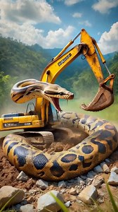 excavator operator struggling with a massive python attack #excavatoroperator #snakeattack #animals #wildlife | Fictional Genetics