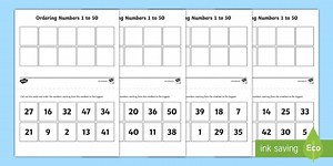 Ordering Numbers 1 to 50 Activity