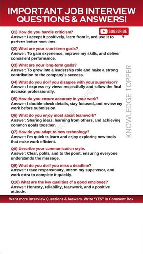 10 Most Important Job Interview Questions and Answers