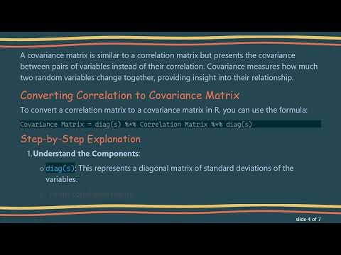 How to Convert a Correlation Matrix to a Covariance Matrix in R