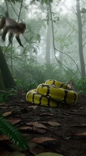 The filmer stumbles upon a python constricting a deer. As the camera moves closer,