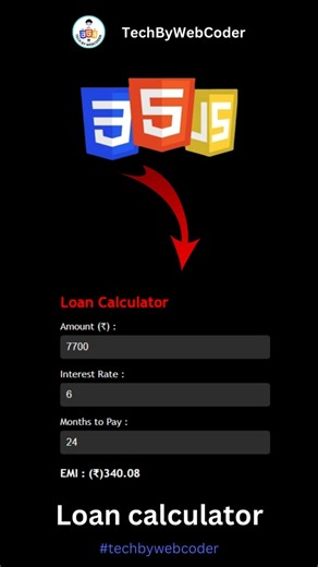 Day 18: How To Build a Modern Loan Calculator UI Using HTML, CSS & JavaScript (For Beginner)