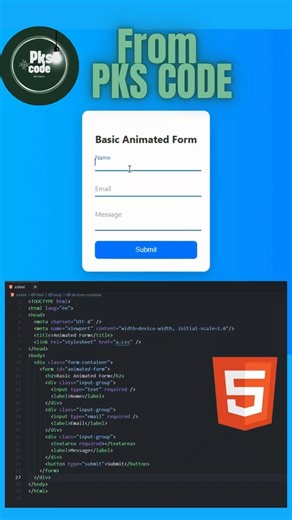 Animated Form Using HTML & CSS | Clean UI Design for Beginners#webdevelopment